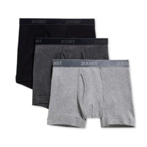 2(x)ist Men Essentials Boxer Brief Underwear 3 Pack Black/Grey Size S